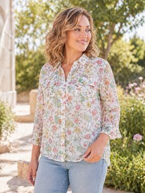 Bamboo Traders Sheer Floral Blouse